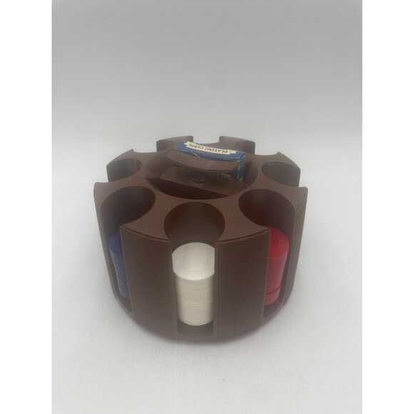 Vintage Plastic Poker Chip Carousel Holder Original Cardinal Playing Cards Set - Picture 11 of 11